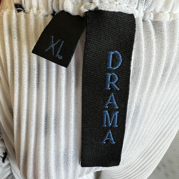 Drama White Polka‎ Dot Pleated Skirt Vintage 90s Preppy Retro Coquette XL - Picture 7 of 8